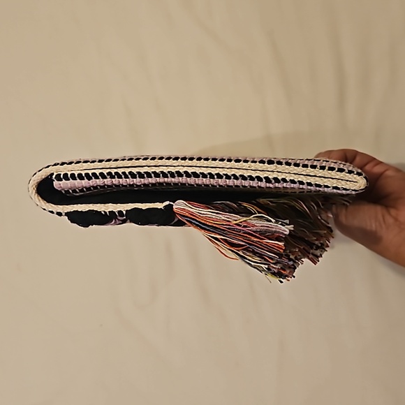 Stella & Dot Taj Bohemian Multicolored Striped Fringe Clutch - Picture 8 of 11